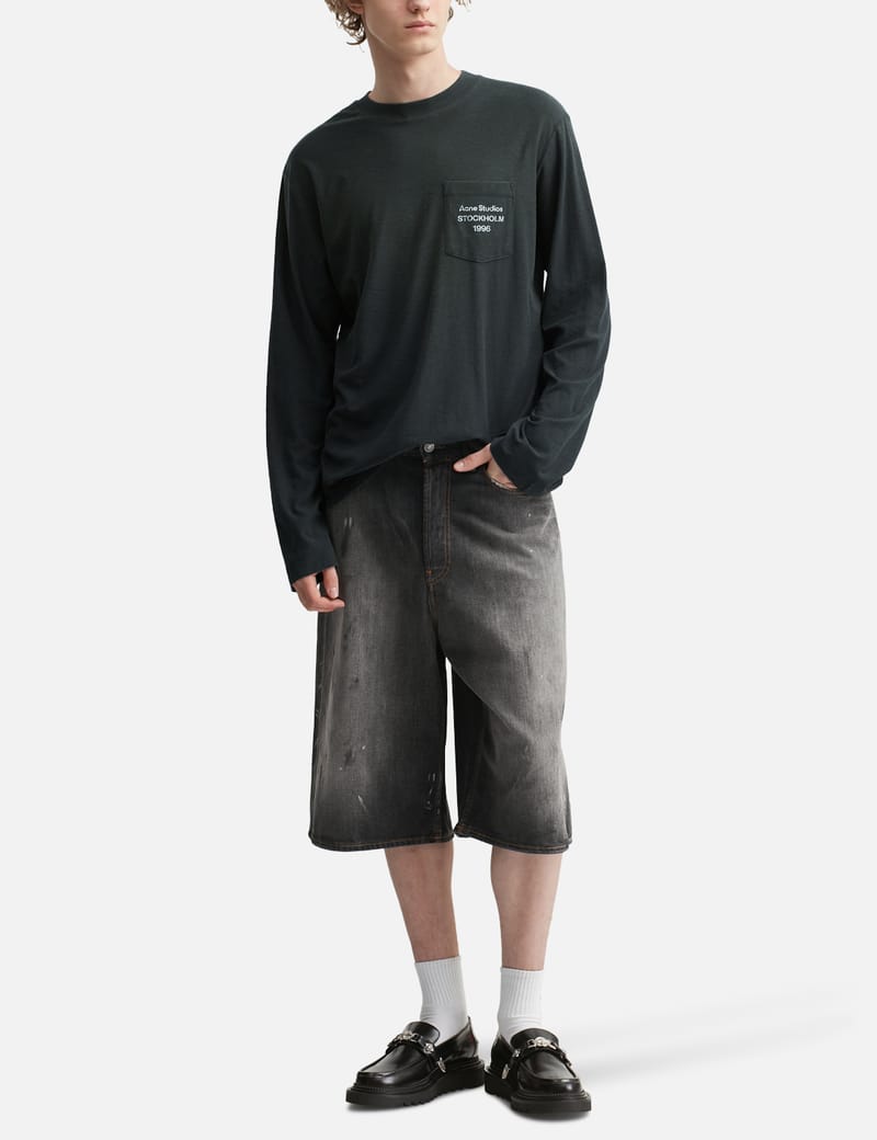 Acne Studios Denim Shorts Loose Fit - Relaxed black denim jorts