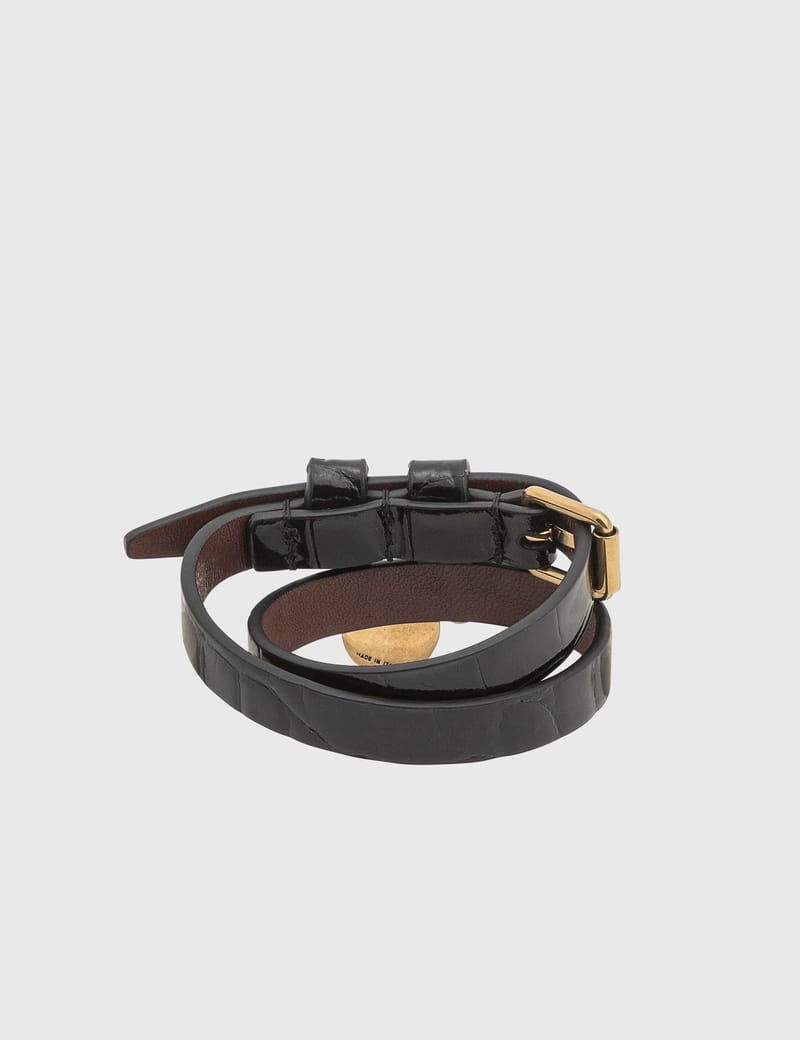 Alexander McQueen - Leather Double Wrap Skull Bracelet | HBX