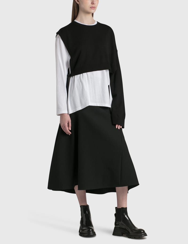 OFF‐NECK LAYERED PULLOVER｜38｜BLK｜SHIRTS AND BLOUSES