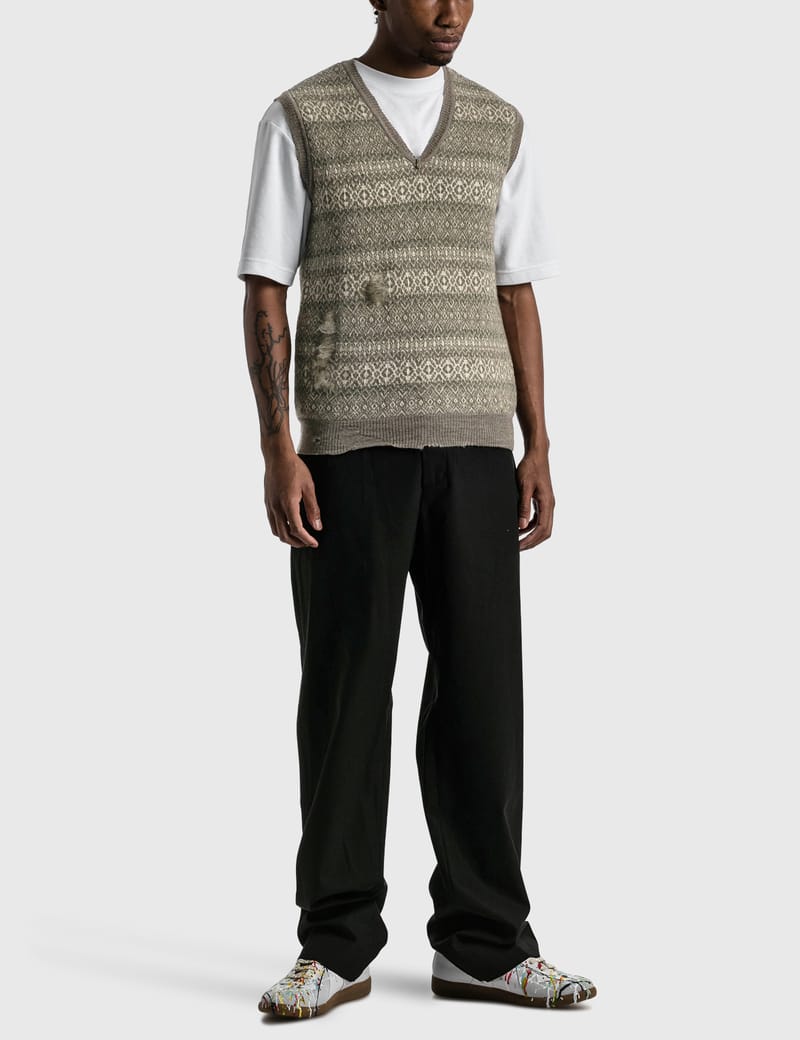 Maison Margiela - Distressed Wool Knit Vest | HBX - Globally