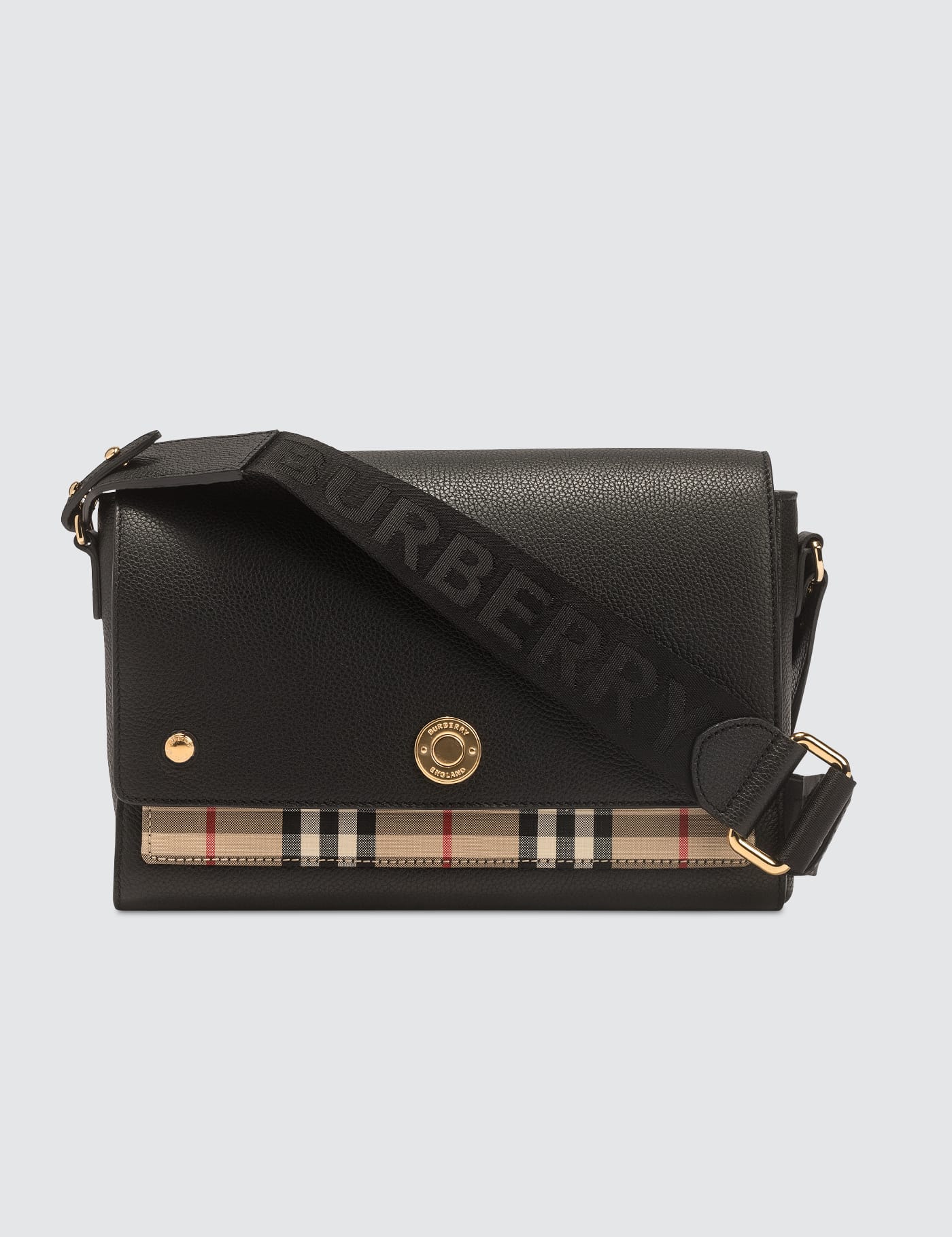 Burberry - Leather and Vintage Check Note Crossbody Bag | HBX 