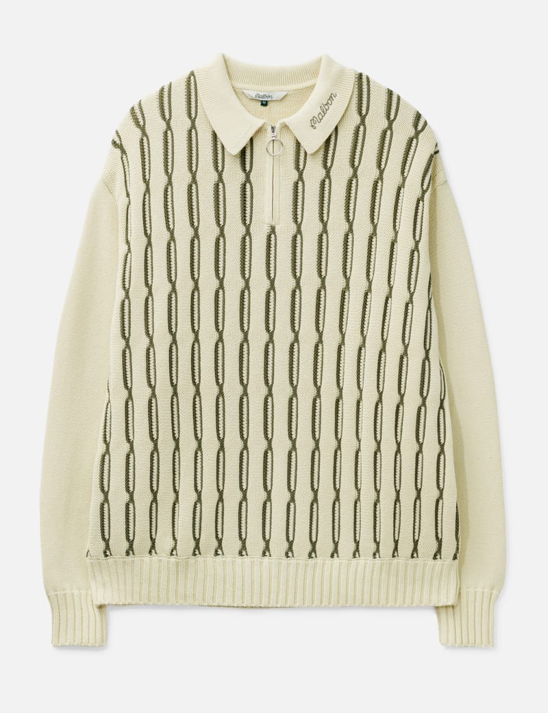 Malbon Golf Links Polo Sweater - Beige cotton quarter-zip with
