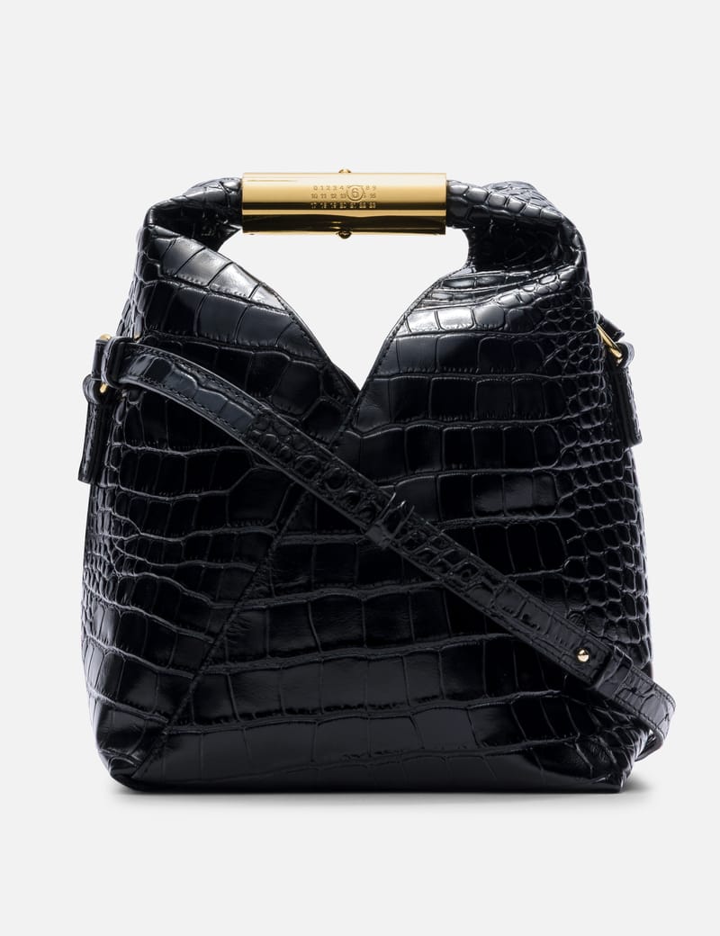 MM6 Maison Margiela Japanese Small - Black croc-embossed calf