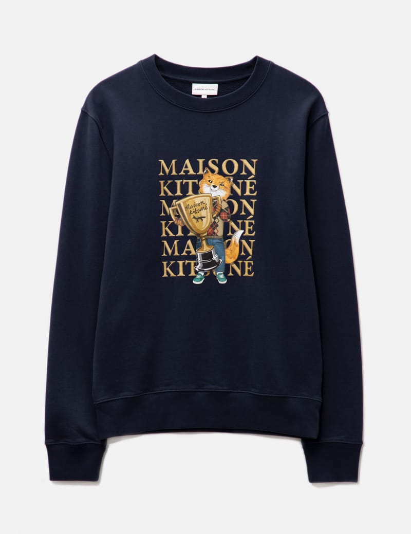 MAISON KITSUNE スウェットシャツ ピース フォックス ネイビー L