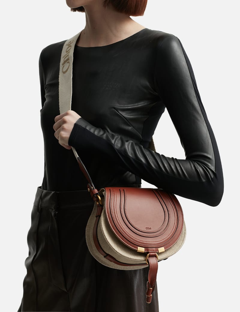 ショルダーバッグ・ポシェット CHLOE SMALL LEATHER SADDLE MARCIE BAG Chloé Small Marcie Saddle Bag in Shiny Leather in Auburn red