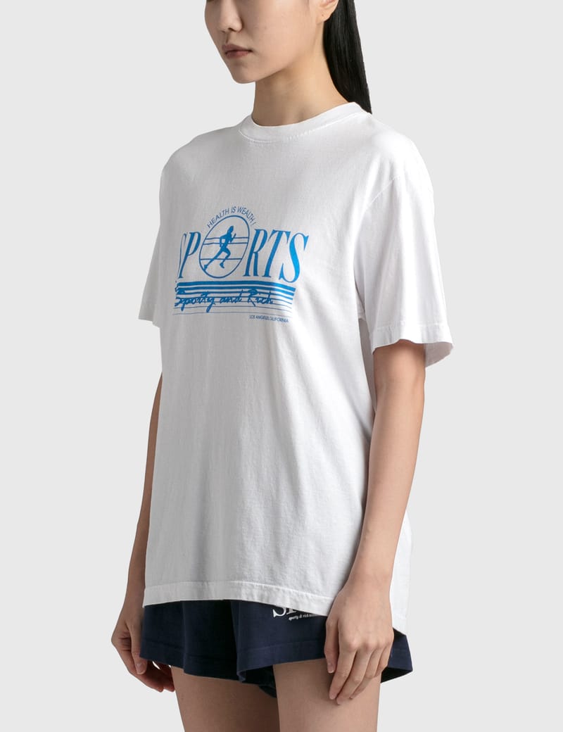 ★Sporty & Rich★ Wimbledon Short Sleeve T-Shirt White TS931 NEW Sporty & Rich Wimbledon T Shirt SMALL White Short Sleeve