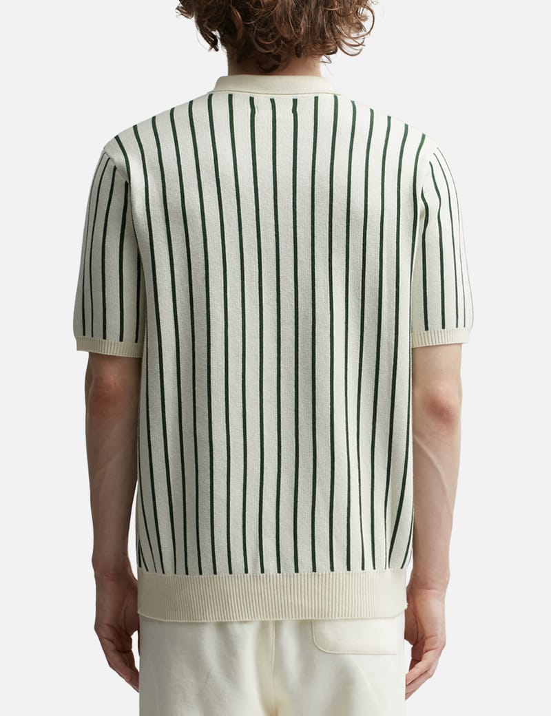 ポロシャツ Malbon Golf Malbon mesh striped t-shirt OFF WHITE M4323PTS01 Malbon Golf - PARLAY STRIPED SHIRT | HBX - Globally Curated