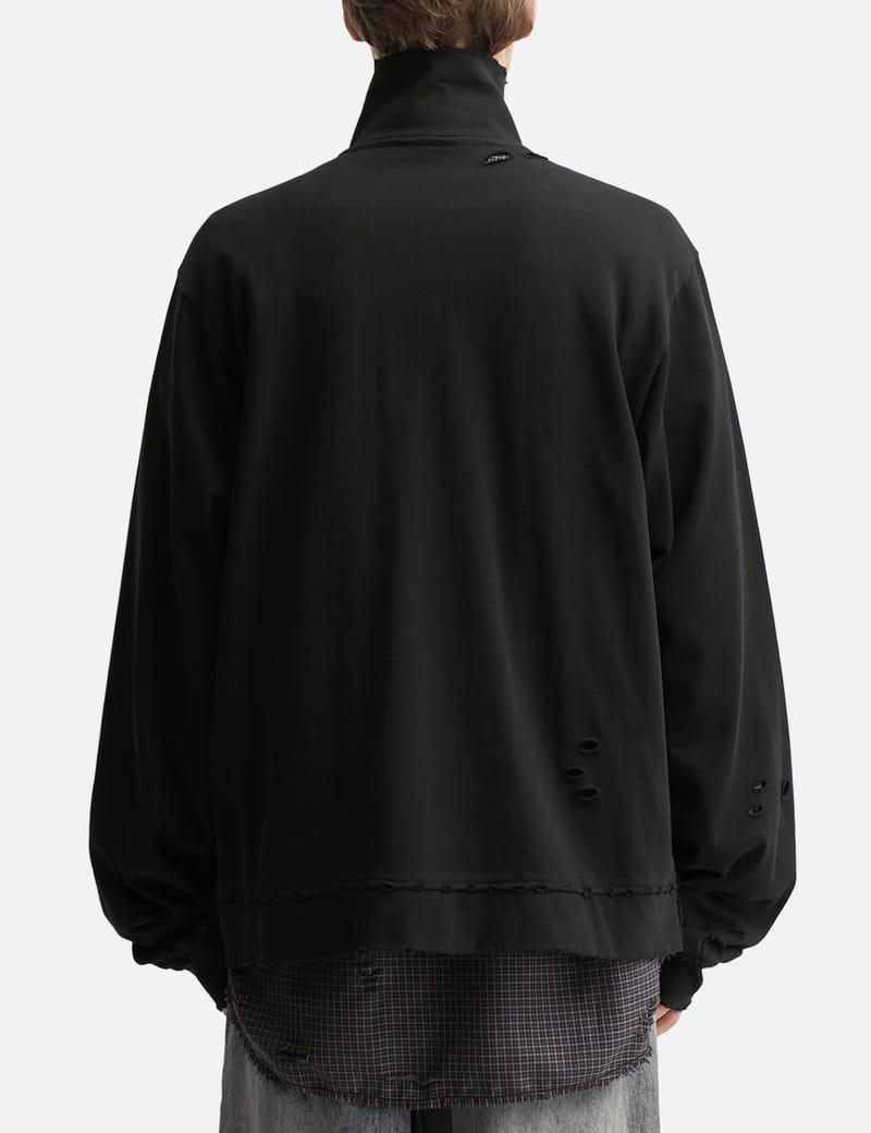 CODA - Black Washed Aging Destroyed Zip Jacket | HBX