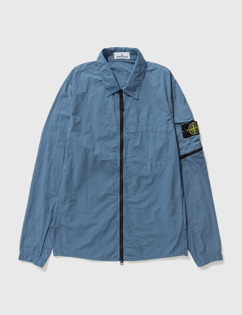 Light blue stone island on sale overshirt