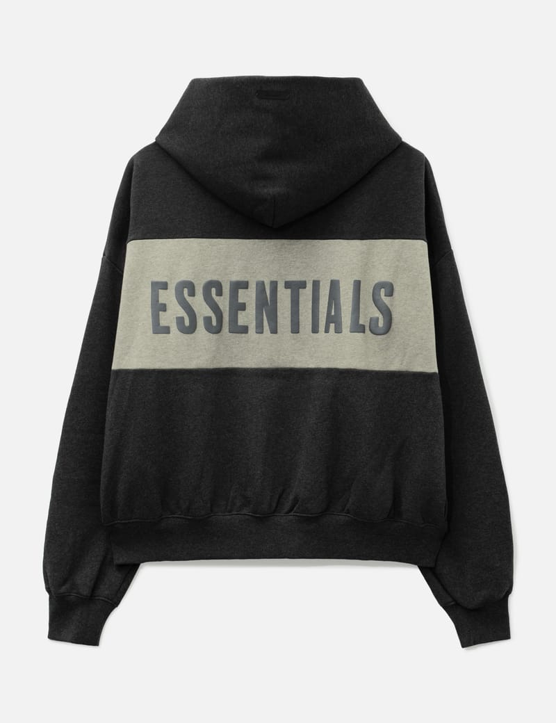 Fear of God Essentials Embroidered Classic Full Zip Hoodie - Smoke