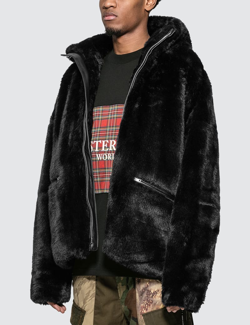 Mastermind World - Faux Fur Hooded Jacket With Skull Logo | HBX ...