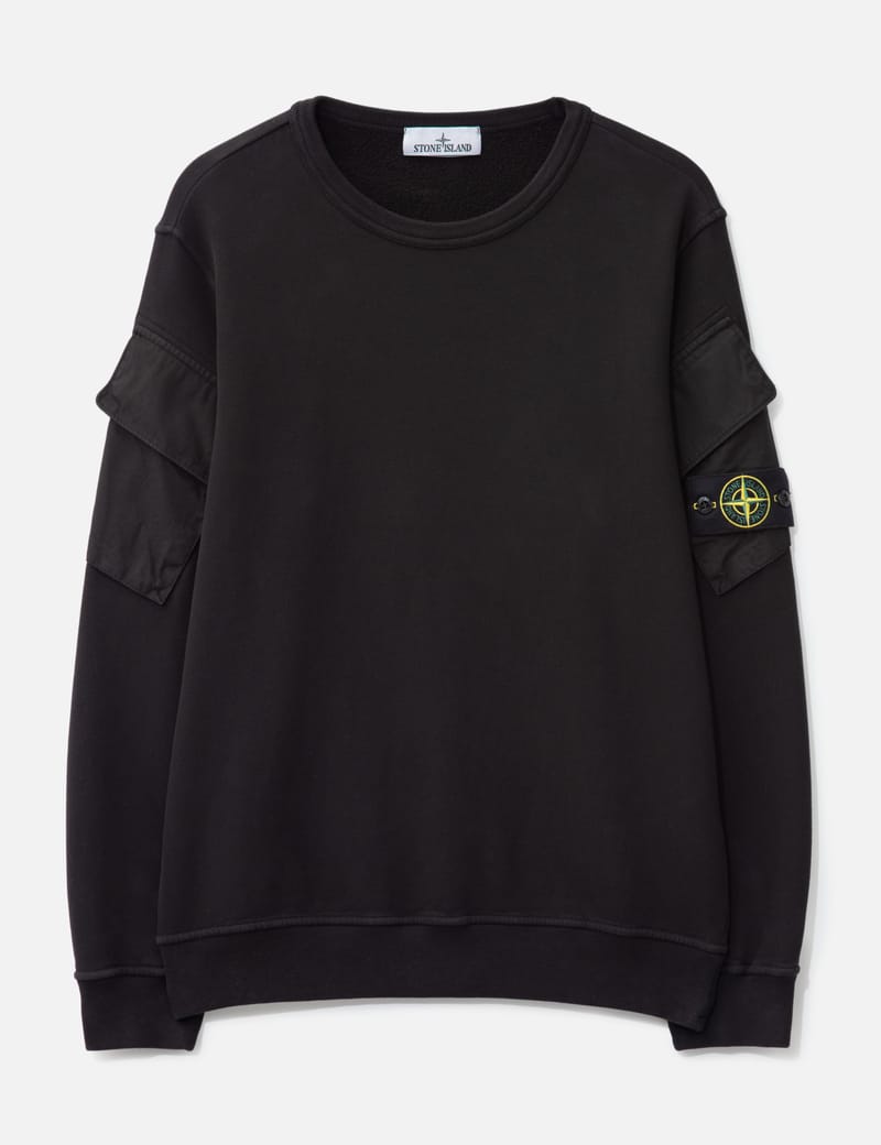 ★STONE ★6100665 Cotton Fleece Sweatshirt★ Charcoal Grey 6100665 COTTON FLEECE Crewneck sweatshirt with