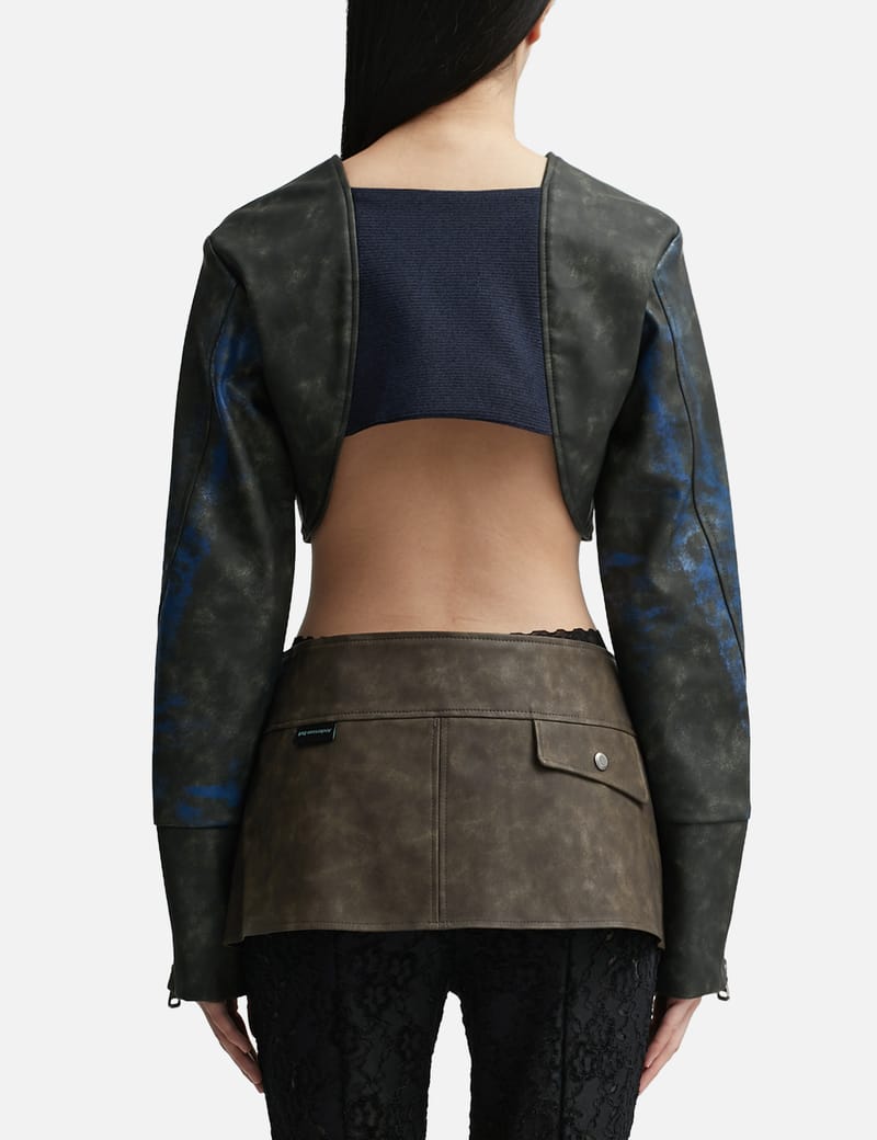 Andersson Bell - CRACK PAINT FAUX LEATHER BOLERO JACKET | HBX