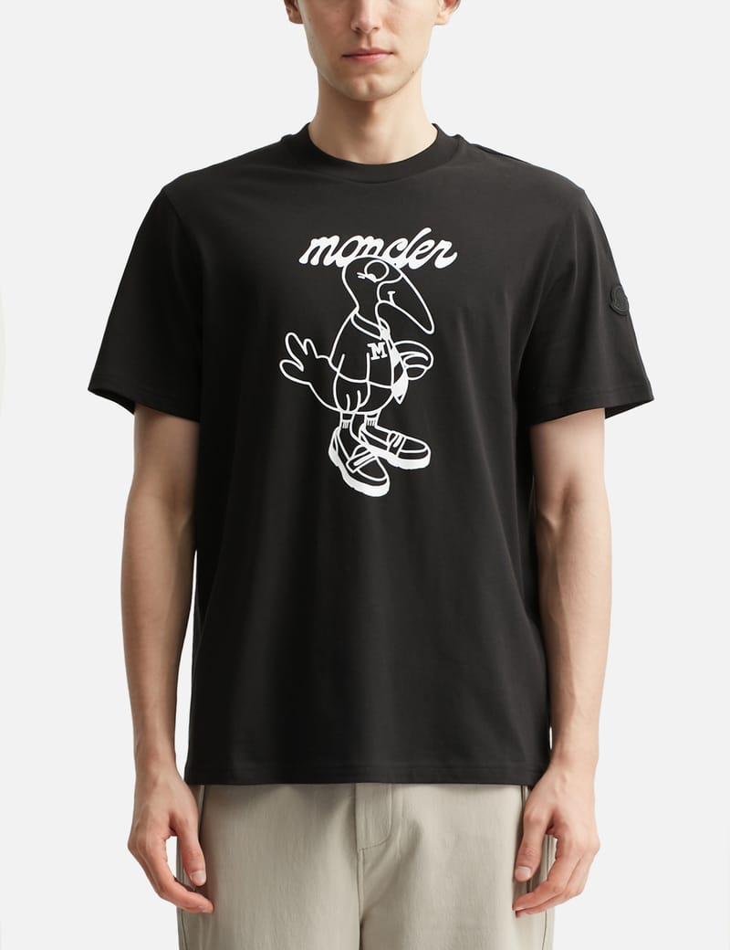 【関送無料】 MONCLER モンクレール Blurred Logo Tシャツ Moncler blurred-logo Cotton T-shirt | Black | FARFETCH JO