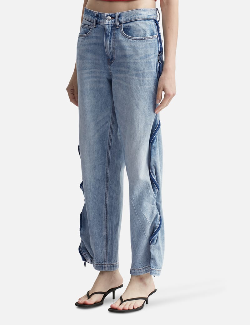 T By Alexander Wang - Bleach Blue Denim And Mesh Zipper Pants | HBX