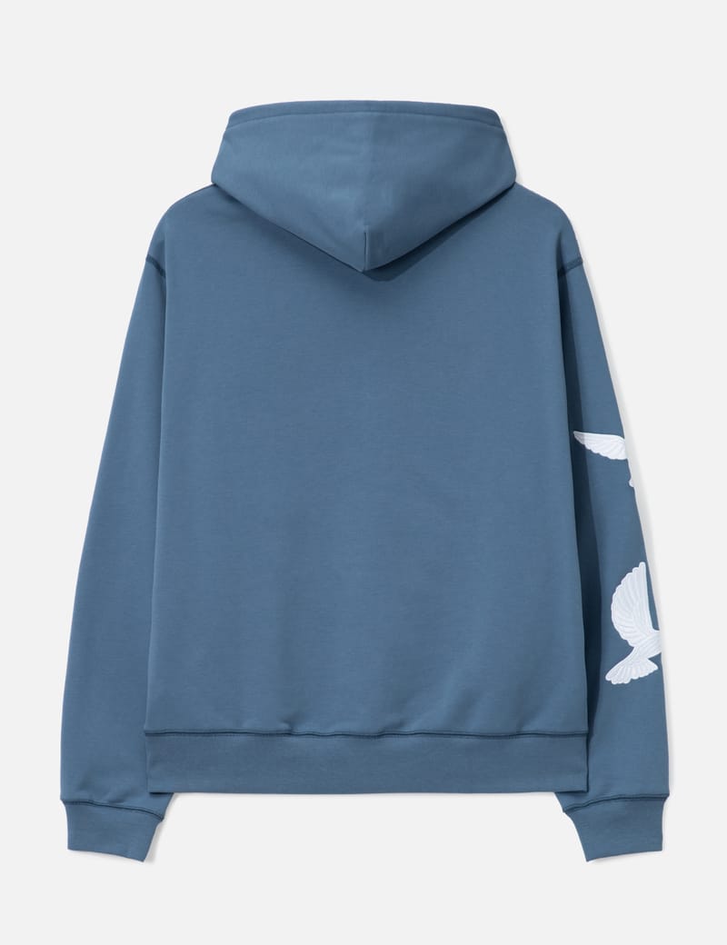 3.Paradis Flying Doves Hooded Sweater - Blue Gray hoodie with dove
