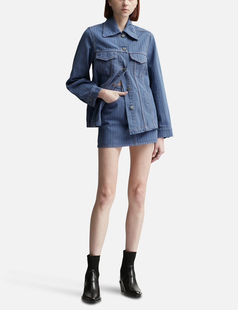 【GANNI】Stripe Overdyed Denim Jacket ジャケット Ganni Ganni Stripe Overdyed Denim Jacket - Jackets - Compare