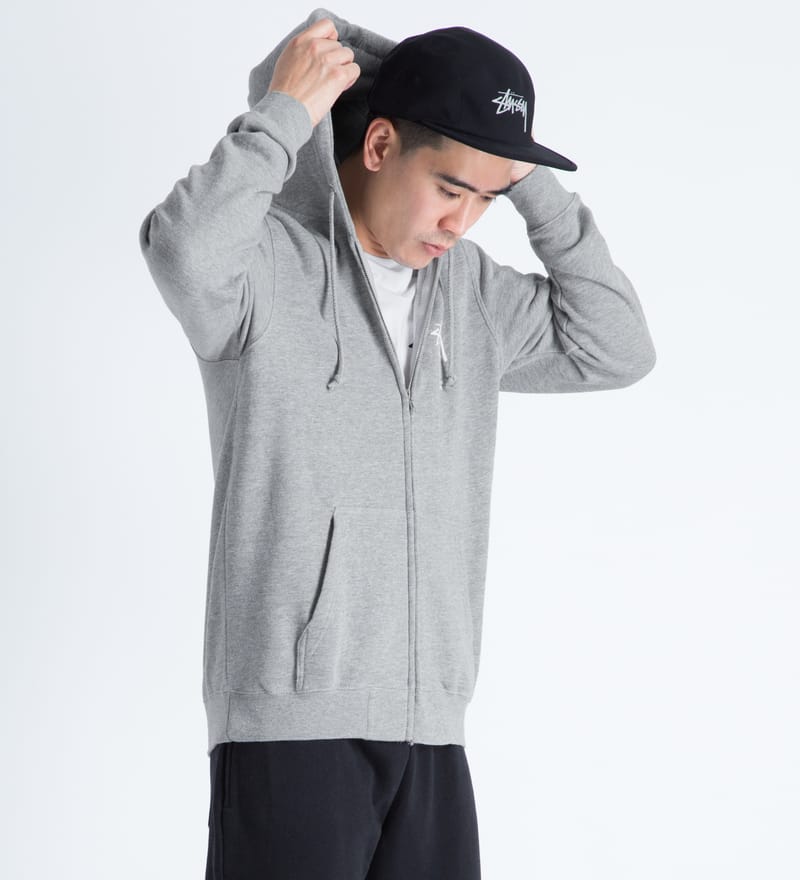 Stüssy - Heather Grey World Tour Zip Hoodie | HBX - Globally