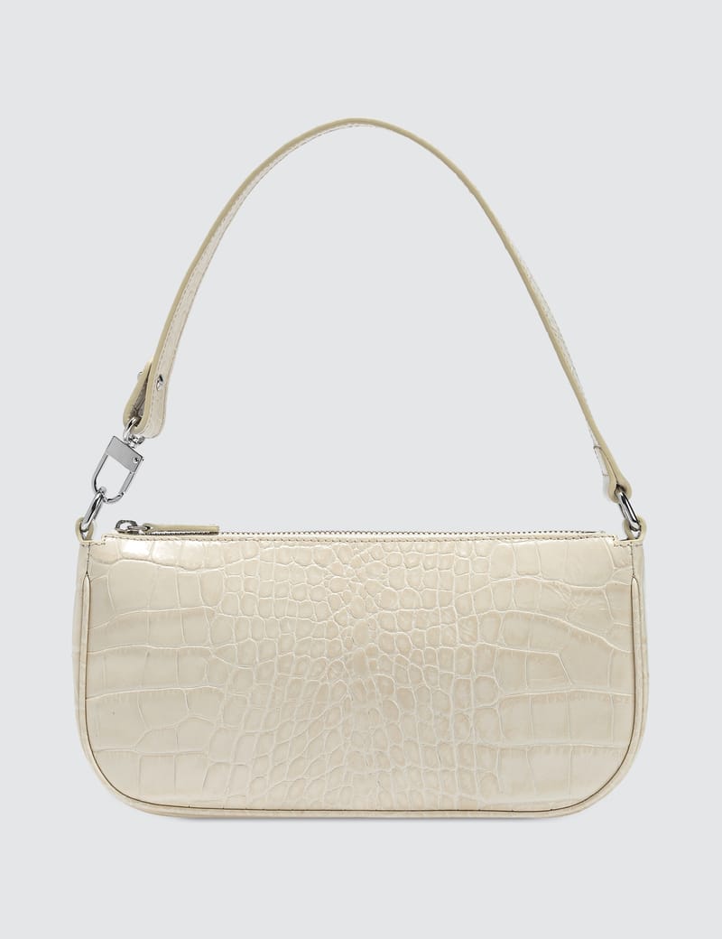 BY FAR - Rachel Cream Croco Embossed Leather Bag | HBX - Globally