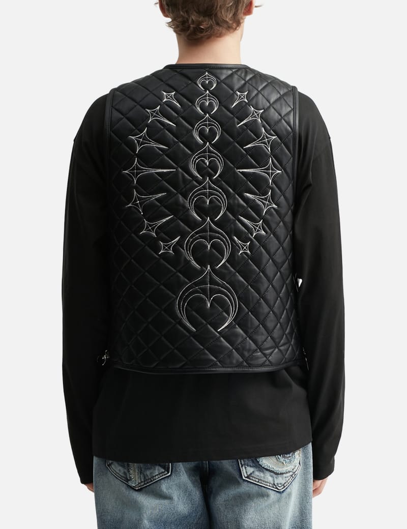 THUG CLUB TC Bone Leather Quilted Vest - Quilted sheepskin, sleek