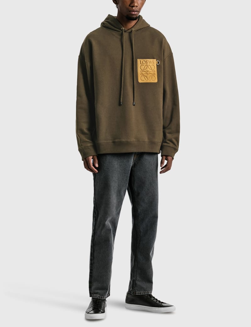 Loewe - Anagram Leather Patch Hoodie | HBX - Globally