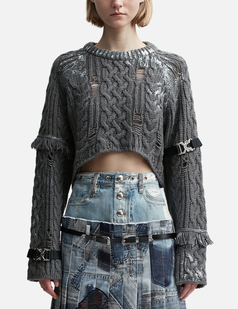 Andersson Bell - Sara Silver Crop Knit Pull-Over | HBX