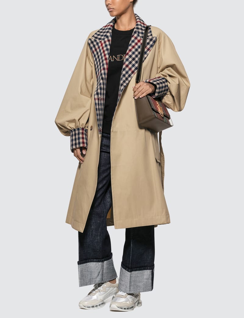 JW Anderson - Trench Coat With Check Contrast | HBX - Globally