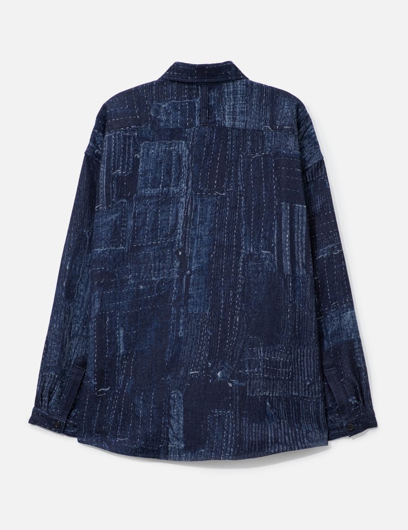 FDMTL Boro Shirt Rinse - Relaxed indigo shirt with Japanese boro