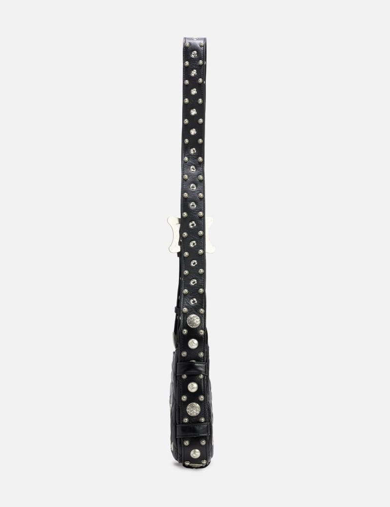 THUG CLUB Angels Quilted Belt Bag - Black cowhide, quilted
