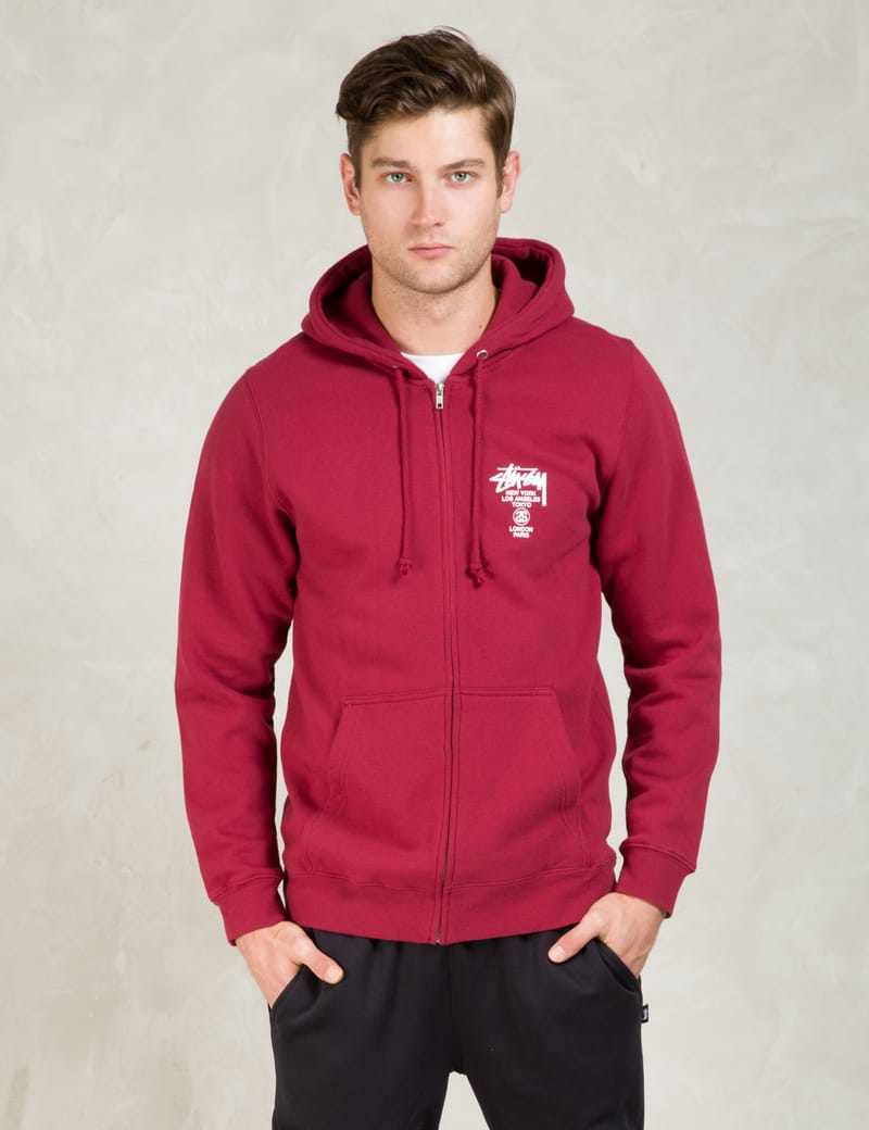 Stüssy - Red World Tour Zip Hoodie | HBX - Globally Curated