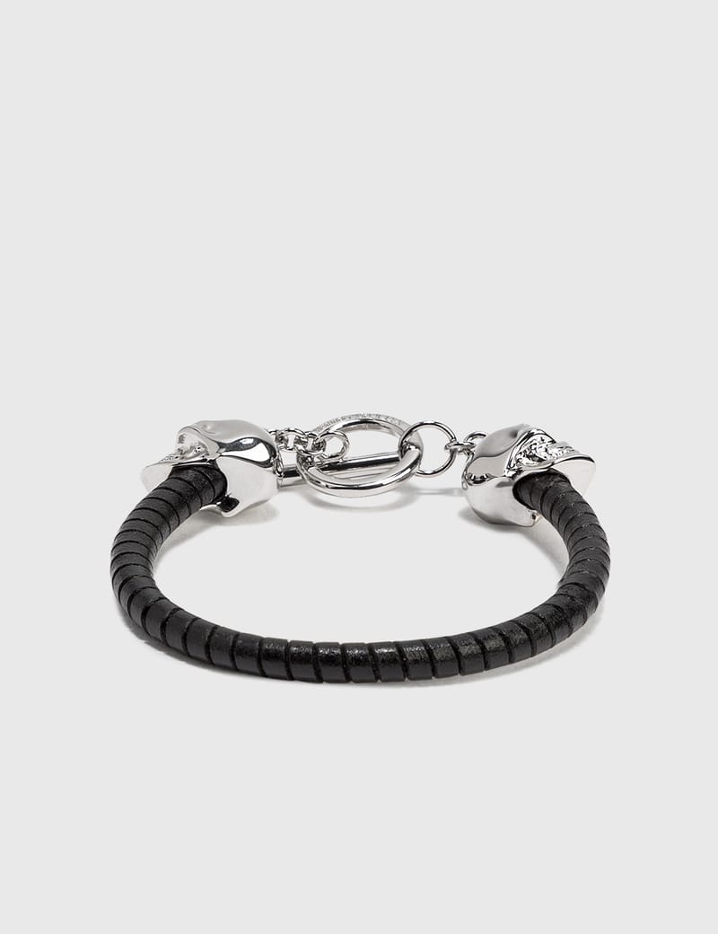 Alexander McQueen - Skull Leather Bracelet | HBX - Globally