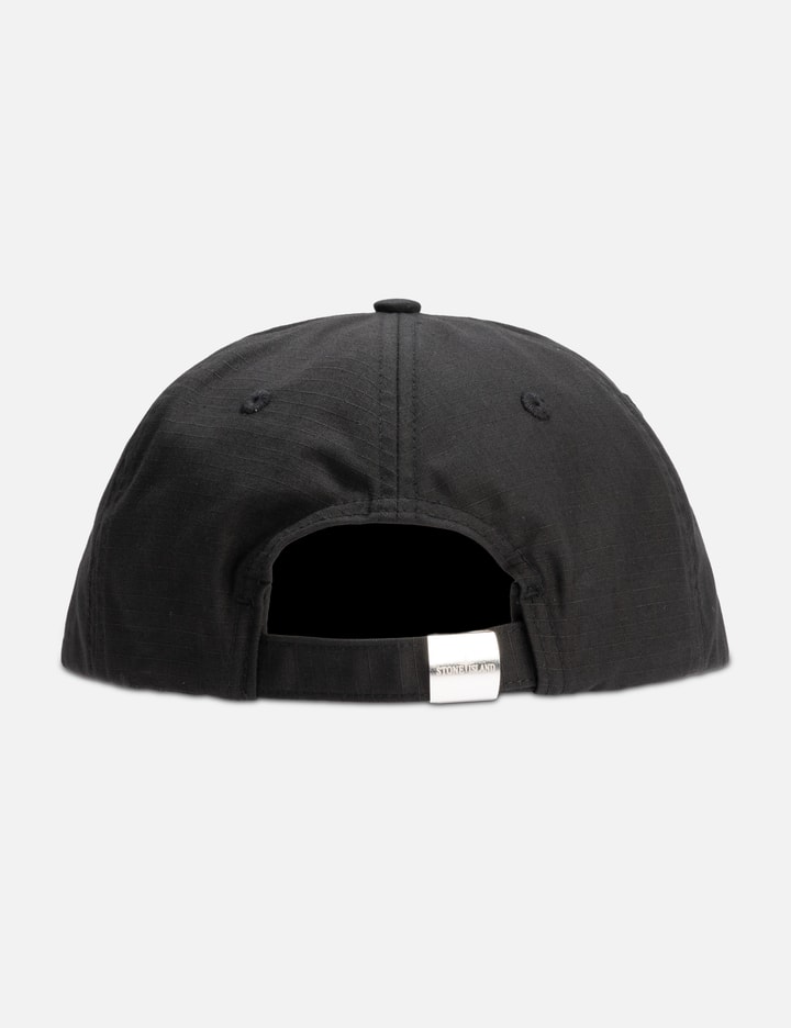 Stone Island Ripstop Cotton Cap - Black 6-panel cotton cap with logo ...