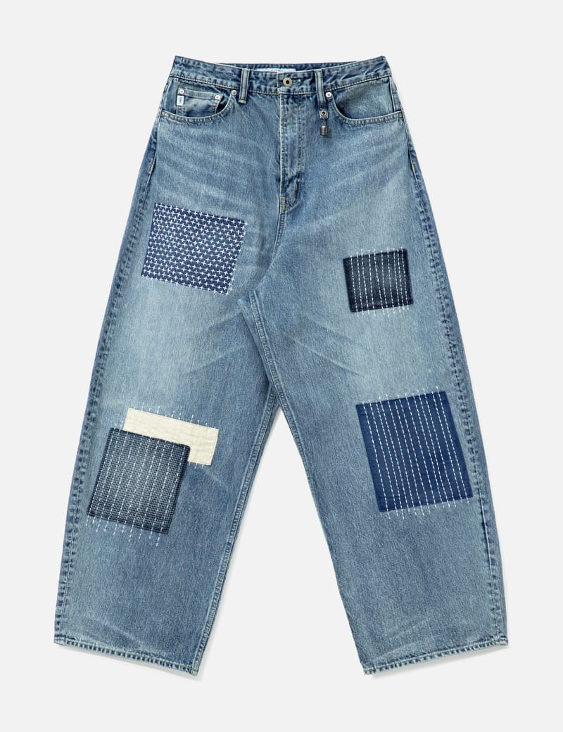 FDMTL Classic Fit Denim CS129 - Washed indigo denim with sashiko