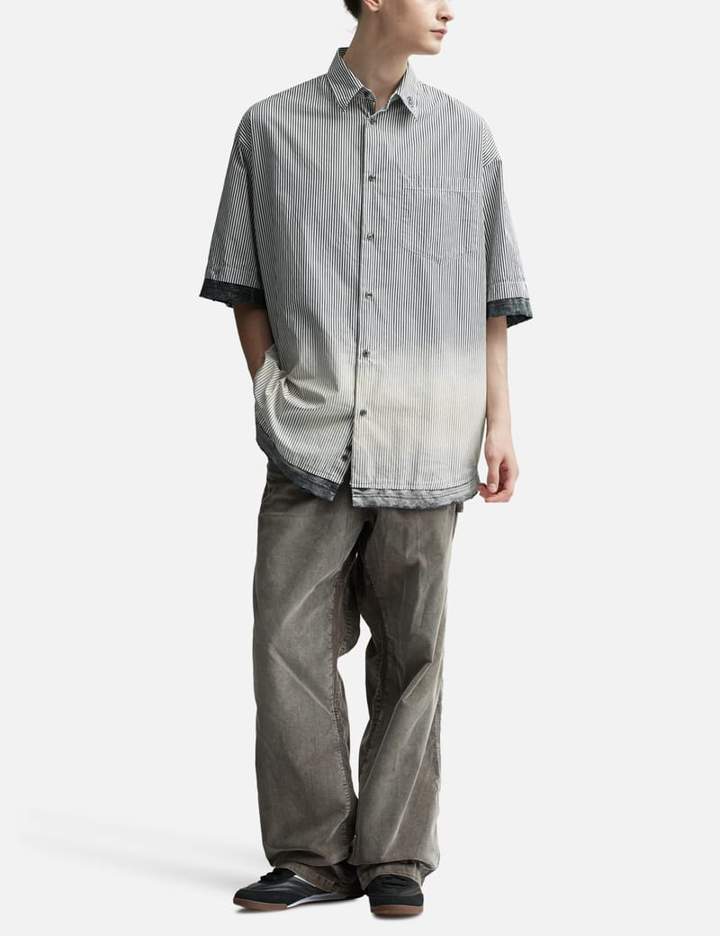 Diesel - S-Trax Distressed striped short-sleeve shirt | HBX