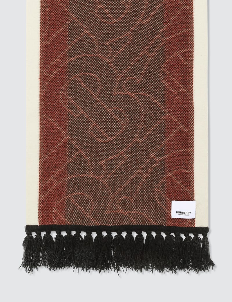BURBERRY★素敵！Logo＆Icon Stripe Cashmere Jacquard Scarf BURBERRY☆素敵！Logo＆Icon Stripe Cashmere Jacquard Scarf