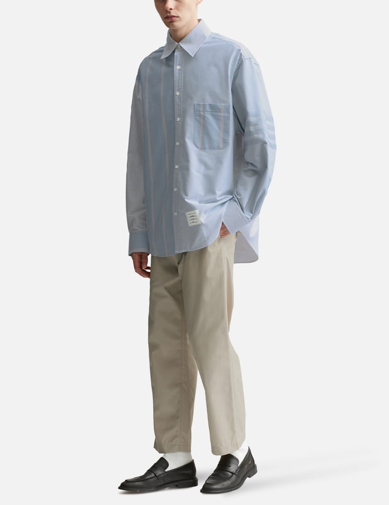 Thom Browne - Cotton 4-Bar Oversized Shirt | HBX - Globally Thom Browne - Cotton 4-Bar Oversized Shirt | HBX - Globally