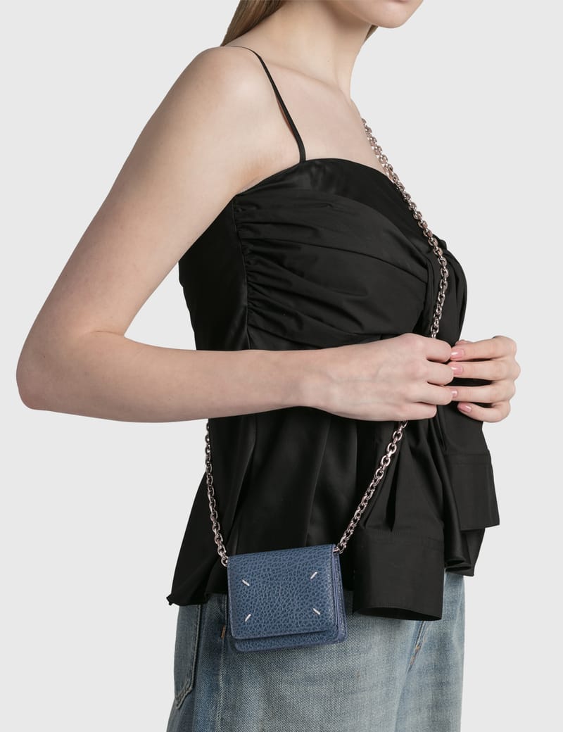 【ほぼ未使用】マルジェラ　チェーン　ショルダーウォレット　コンパクト　ポシェット ポシェット チェーンバッグ チェーンウォレット ブラック ミニ