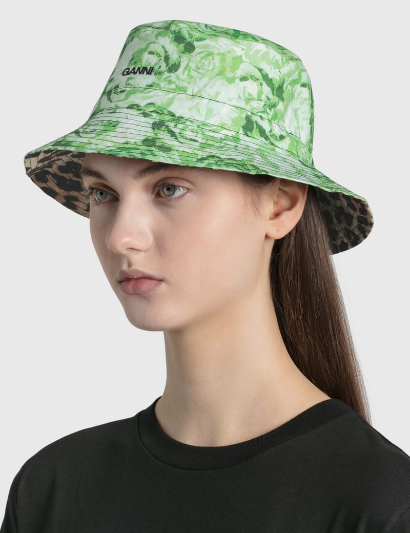 【専用】GANNI HAT可愛い小花柄 新品未使用品 GANNI-Green-Embroidered-Bucket