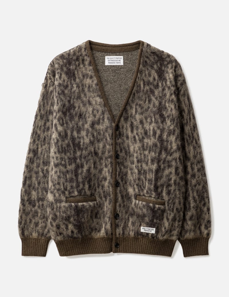 FAUX FUR ANIMAL JACQUARD KNIT CARDIGAN - Leopard