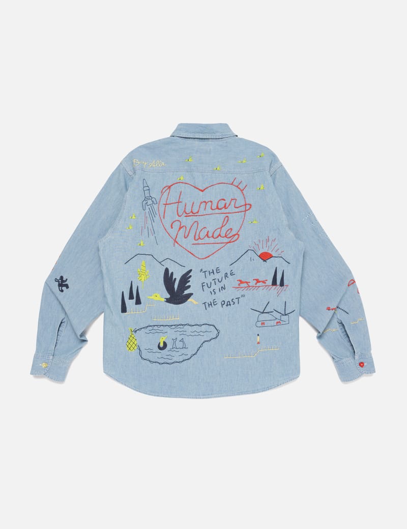 Human Made Embroidered Chambray Shirt - Vintage indigo with all