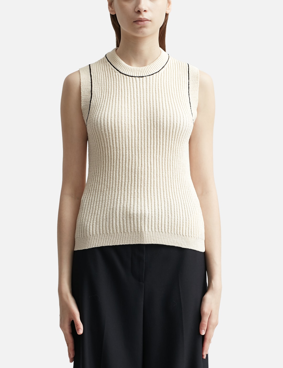 Ami - RIBBED SLEEVELESS SWEATER | HBX - Globally Curated Fashion and ...