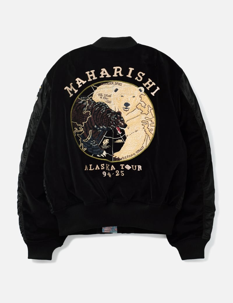 maharishi ジャケット　刺繍 Maharishi The Alaskan Tour Embroidered Velvet Jacket - Black