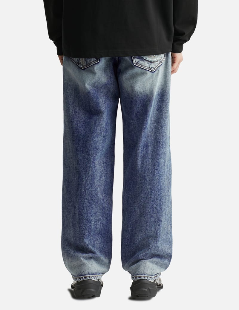 thug club ボーンデニム THUG CLUB TC Bone Leather Denim Pants - Washed blue denim with