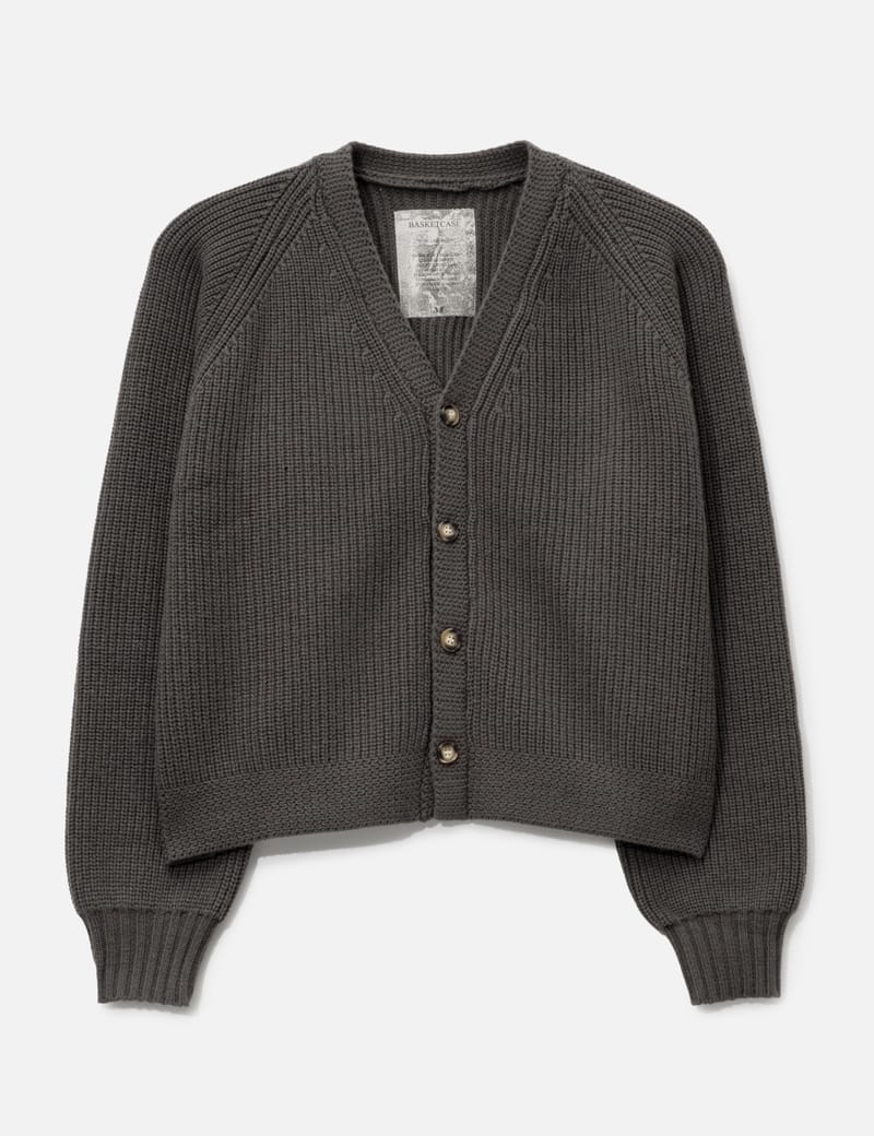 basketcase ニット Basketcase HENCH, Knit Cardigan - Brown V-neck wool-blend with