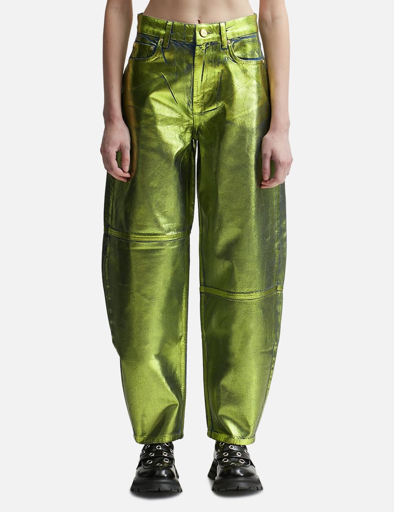 Ganni - Green Foil Stary Jeans | HBX - Globally Curated Fashion