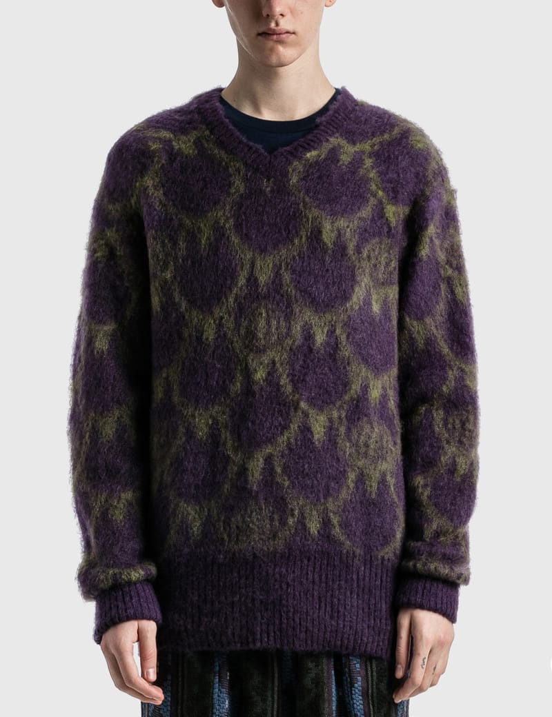 South2 West8 Mens Loose Fit V-Neck Sweater – Extra Butter