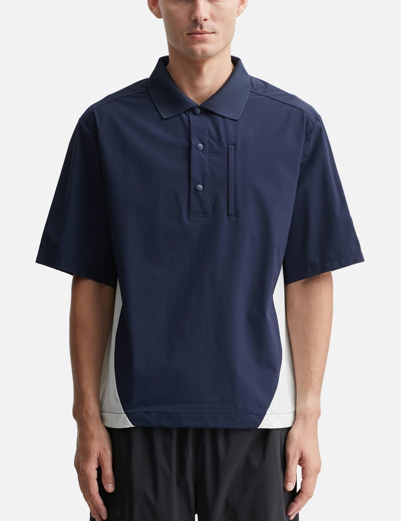 Manors Golf Shooter Shirt - Navy water- and wind-resistant