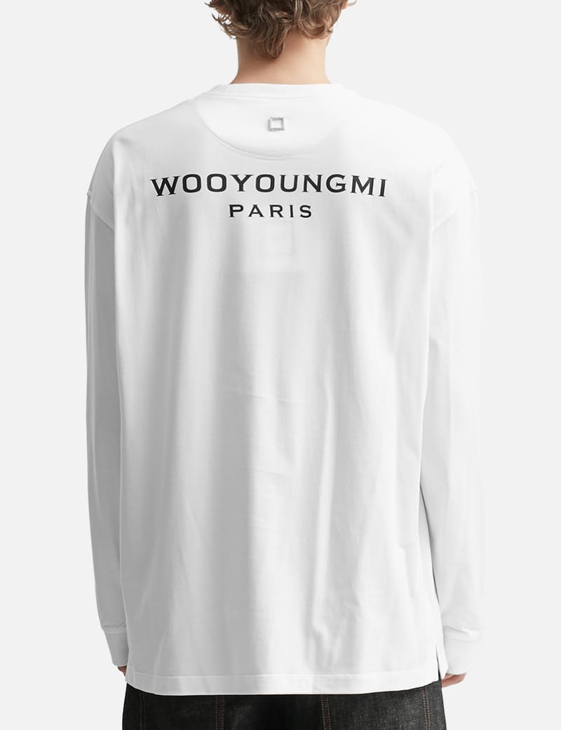 Wooyoungmi Long-Sleeve Logo T-Shirt - Korean-made white ribbed