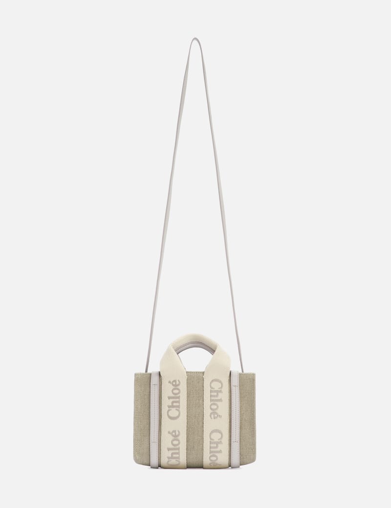 Chloé - Mini Woody Tote Bag In Linen & Leather | HBX