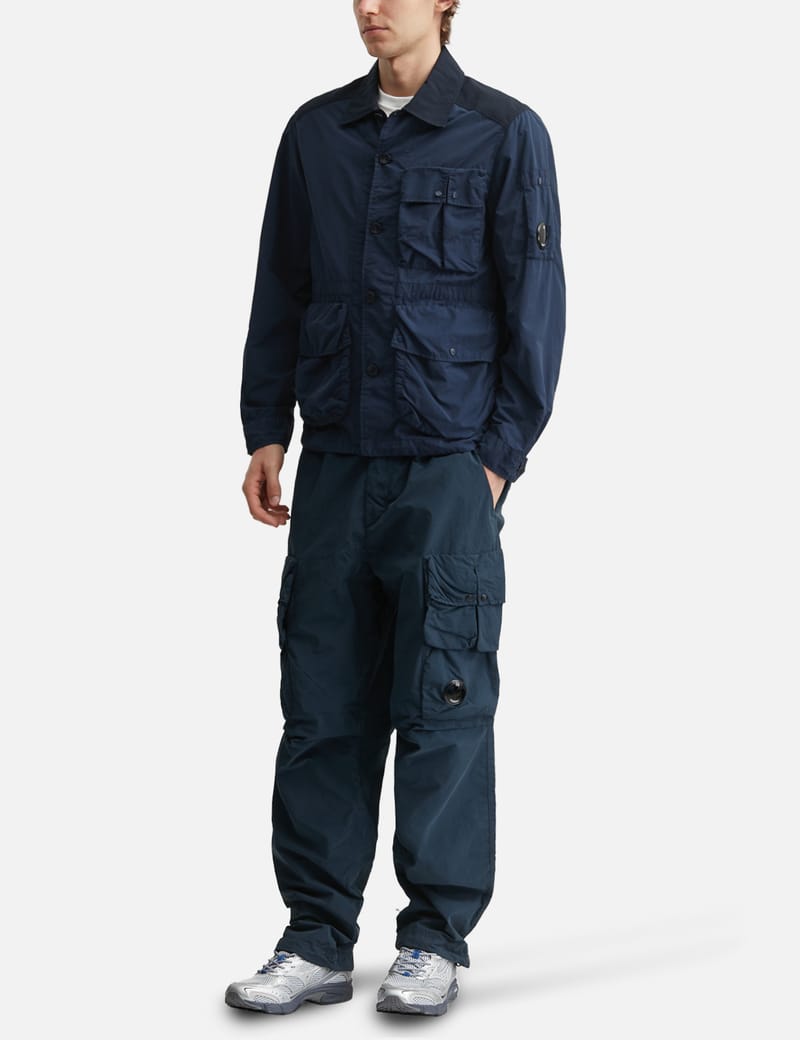 C.P. Company Flatt Nylon Mixed Button Lens Jacket - garment-dyed